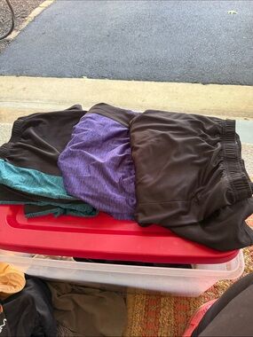 Men's Athletic Shorts in Black, Purple & Teal — Lightweight Performance